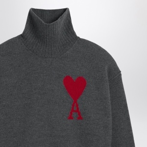 Ami Paris Turtleneck sweater Ami De Coeur grey - Img 2