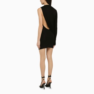 ANDREĀDAMO Black viscose one-shoulder dress with drape - Img 2