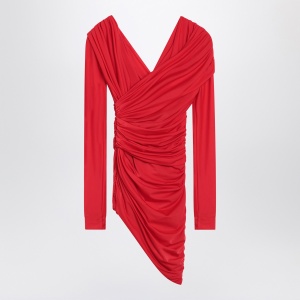 Balenciaga Draped mini dress in red jersey - Img 2