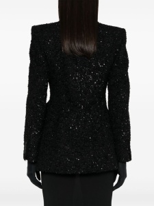 Balenciaga Hourglass tweed-texture padded-shoulder wool-blend blazer - Img 2