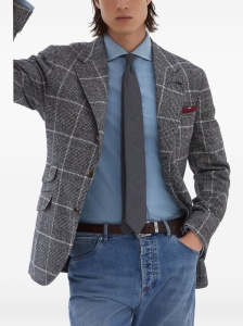 Brunello Cucinelli Alpaca and wool overcheck Prince of Wales deconstructed Cavallo blazer - Img 4