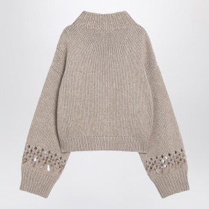Brunello Cucinelli Brown openwork sweater with sequins - Img 2