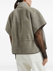 Brunello Cucinelli Curly Shearling Short Sleeve Outerwear with Shiny Zipper Pull - Img 4