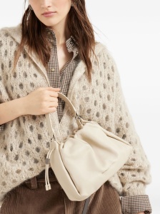Brunello Cucinelli Mellow small bucket bag in soft leather with monili - Img 4