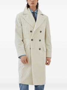 Brunello Cucinelli One-and-a-half-breasted coat in wide cashmere corduroy with patch pockets and metal buttons - Img 2