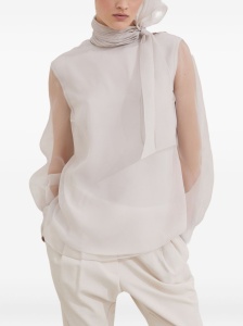 Brunello Cucinelli Pussybow silk blouse - Img 2