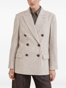Brunello Cucinelli Virgin wool and cashmere twill flannel blazer with monili - Img 3