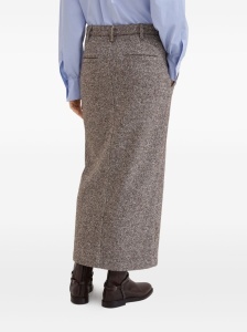 Brunello Cucinelli Virgin wool and silk mélange diagonal sartorial pencil skirt with monili - Img 2