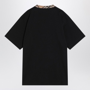 Burberry Black cotton T-shirt with Check finishes - Img 2