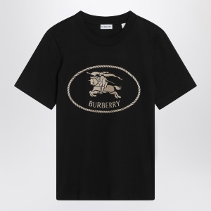 Burberry Black T-shirt with Equestrian Knight Design