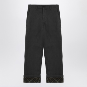 Burberry Black trousers with Check pattern lapels