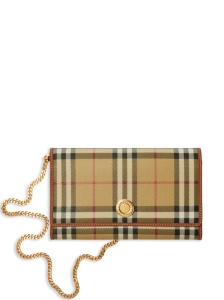 Burberry Check wallet with chain shoulder strap