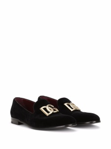 Dolce & Gabbana DG logo velvet slippers - Img 4