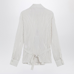 Dolce & Gabbana Dolce&Gabbana White pinstriped shirt in silk and cotton - Img 2