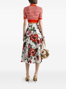 Dolce & Gabbana Flower-print pleated poplin skirt - Img 4
