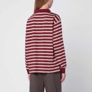 Dunst Burgundy striped cotton polo shirt - Img 2