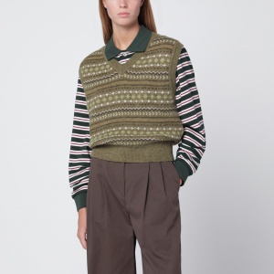 Dunst Olive green wool blend waistcoat