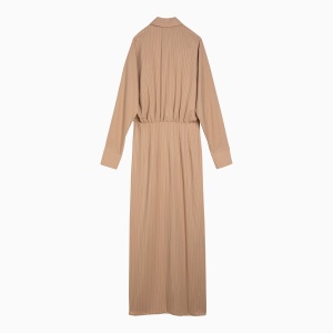 Federica Tosi Desert-coloured striped viscose blend chemisier dress - Img 2