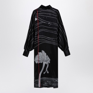 Ferragamo Black silk satin midi dress