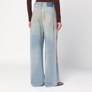 Golden Goose Wide light blue jeans, sand-wash distressed effect - Img 2