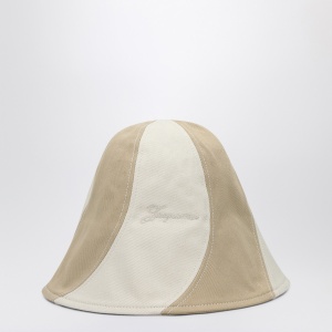 JACQUEMUS Beige and white canvas bob hat