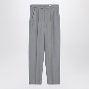 LEMAIRE Grey mélange trousers with belt