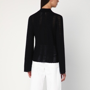 LouLou De Saison Black polo shirt in wool and cashmere blend - Img 2