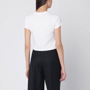 Maison Kitsuné White cropped T-shirt with logo patch - Img 2