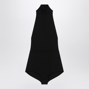 Max Mara Black turtleneck bodysuit in viscose crêpe