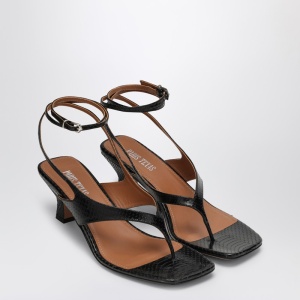 Paris Texas Portofino black leather thong mule