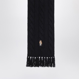 Polo Ralph Lauren Navy blue wool Polo Bear scarf - Img 2