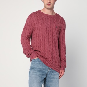 Polo Ralph Lauren Prune juice coloured cotton cable-knit jumper
