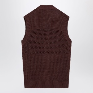 Tagliatore Brown perforated cotton vest - Img 2