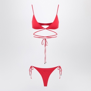 The Attico Two-piece triangle bikini in red