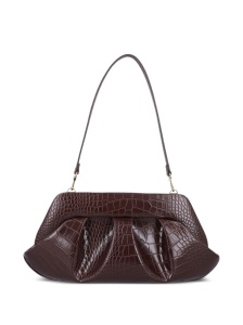 Themoire' Emera croco-embossed pleated clutch - Img 4