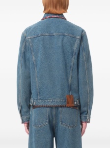 Valentino Bead-Embellished Floral-Trimmed Denim Jacket - Img 4