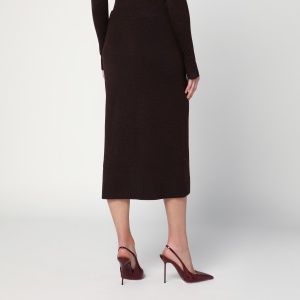 Victoria Beckham Brown midi skirt in wool blend - Img 2
