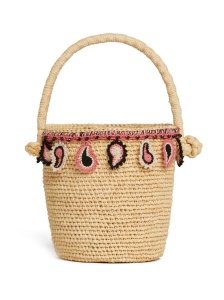 Alanui paisley-appliqué raffia basket bag - Img 2
