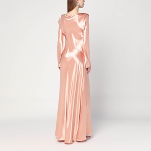 Alberta Ferretti Long pink dress in shiny satin - Img 2