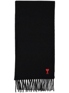 Ami Paris Ami de Coeur fringed-edge wool scarf