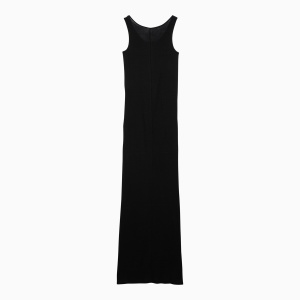 Ami Paris Black cotton long dress with buttons - Img 2