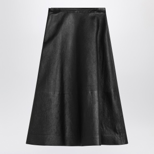 Balenciaga Black leather flared skirt - Img 2