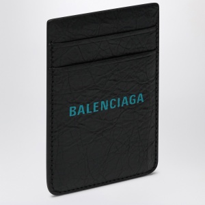 Balenciaga Black vertical card holder with logo print