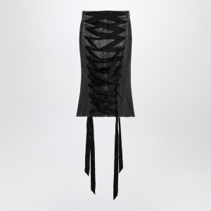 Balenciaga Skirt with laces in smoky grey denim - Img 2