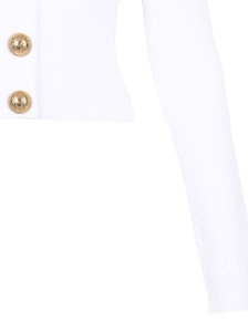 Balmain Button-Trim Cable-Knit Cardigan - Img 3