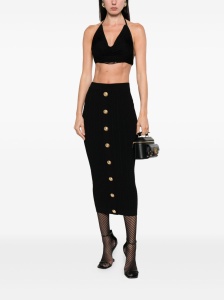 Balmain Cable-knit button-front midi fitted skirt - Img 2