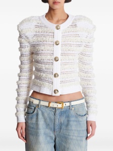 Balmain Long-sleeved tweed-effect knit cardigan - Img 4