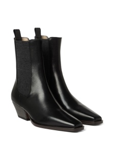 Brunello Cucinelli Classic Leather Chelsea Boot with Precious Block Heels - Img 2