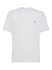 Brunello Cucinelli Cotton jersey crew neck T-shirt with logo and faux-layering