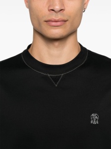 Brunello Cucinelli Crew neck T-shirt in cotton jersey with logo and faux layering - Img 2